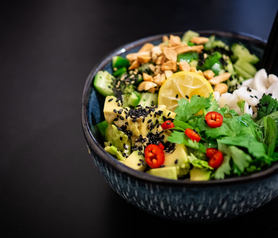 Active man with balanced meal